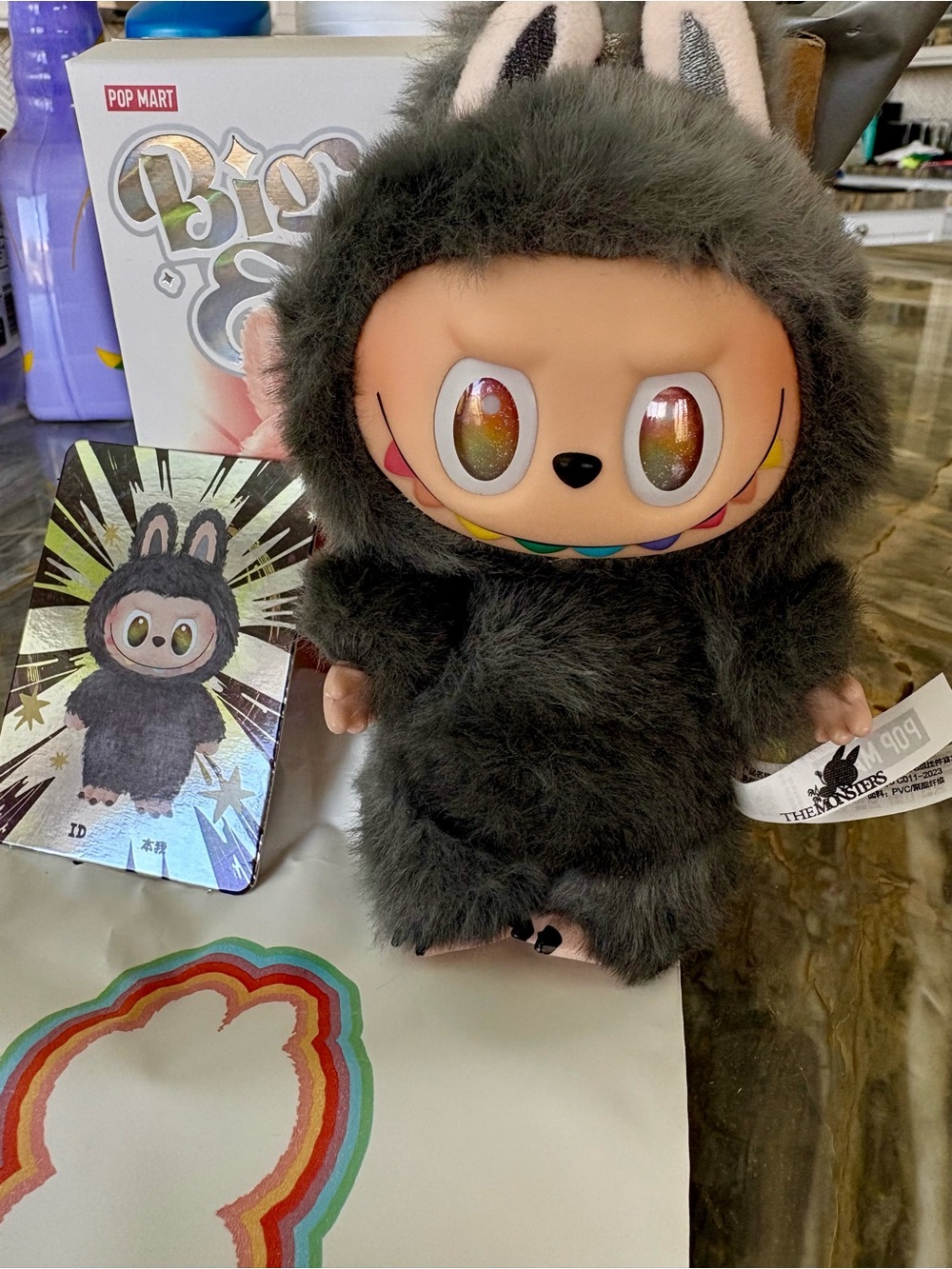 SUPER RARE Big Into Energy Labubu HIDDEN confirmed ID Rainbow Black Bag Charm